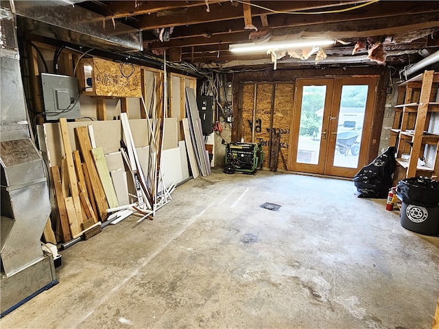 basement featuring french doors