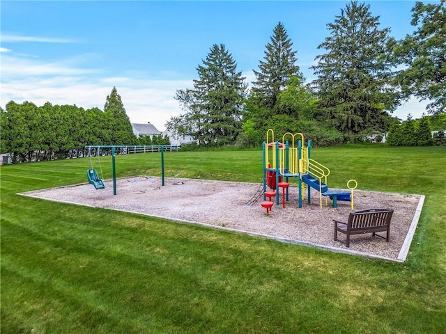 view of play area featuring a yard