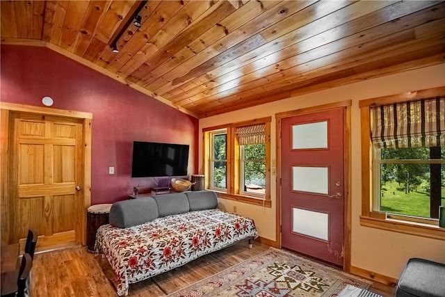 470 Truitt Rd, Pa, PA 16374 - living room with vaulted ceiling, wood ceiling, light wood-style floors, and baseboards