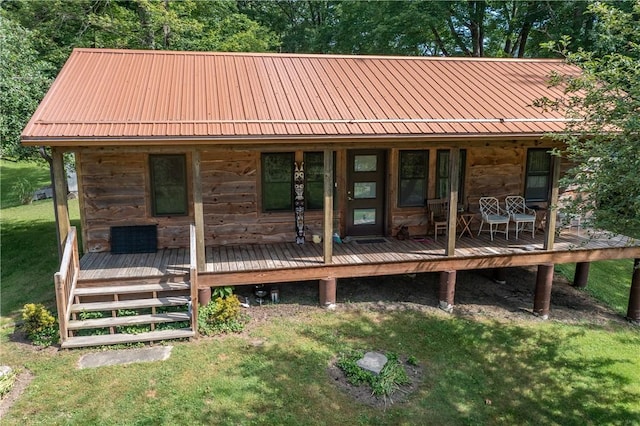 470 Truitt Rd, Pa, PA 16374 - view of front of property featuring metal roof, a front yard, and a porch