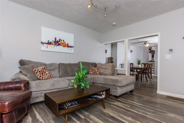 living room featuring dark hardwood / wood-style floors