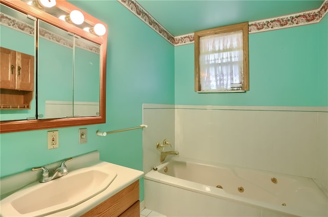 bathroom featuring vanity and a bathtub