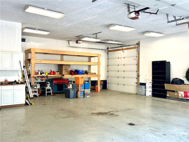 garage with a garage door opener