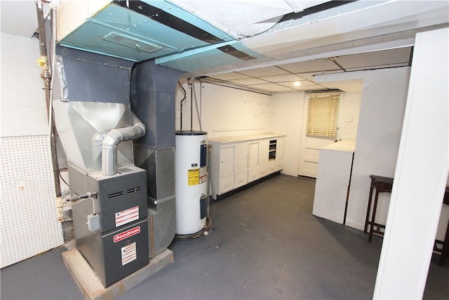 basement with electric water heater