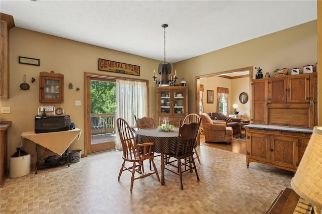 dining room featuring a notable chandelier