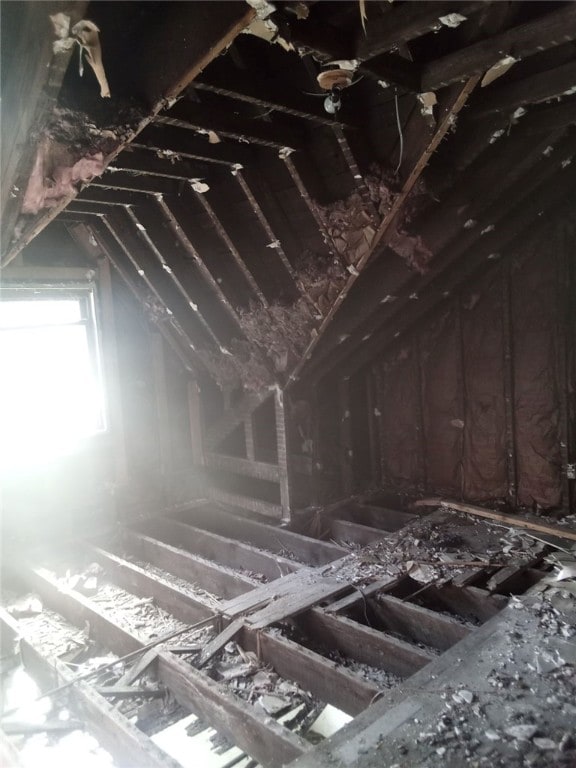 view of unfinished attic