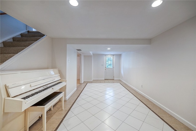 interior space featuring light tile patterned flooring