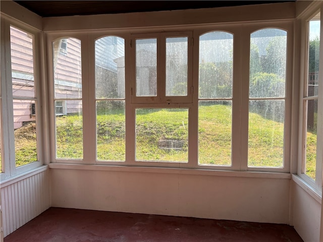 view of unfurnished sunroom