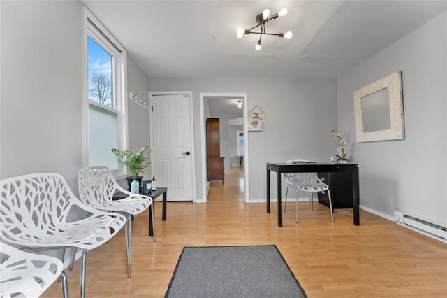 409 Taylor St, New Castle/4Th, PA 16101 - sitting room with wood finished floors, a chandelier, and baseboards