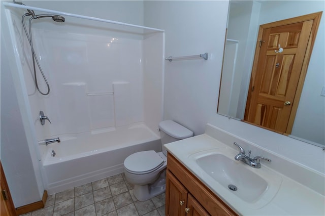 full bathroom featuring vanity, toilet, and tub / shower combination