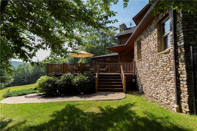 view of yard featuring a deck