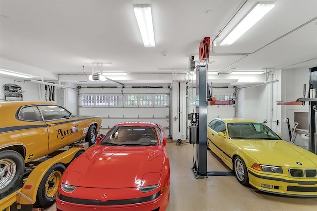 garage with a garage door opener