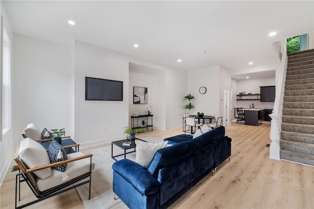 living room with light wood-type flooring