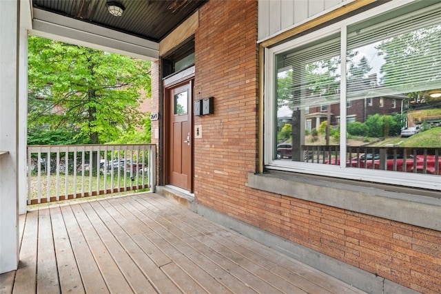 wooden deck with covered porch