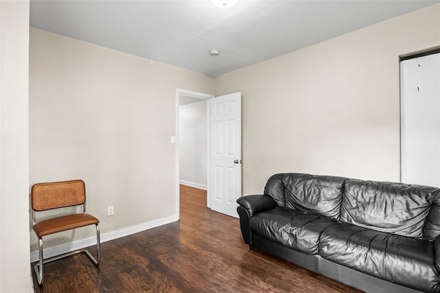 interior space with dark wood-type flooring