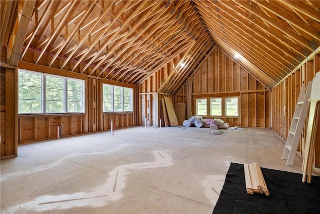 view of unfinished attic