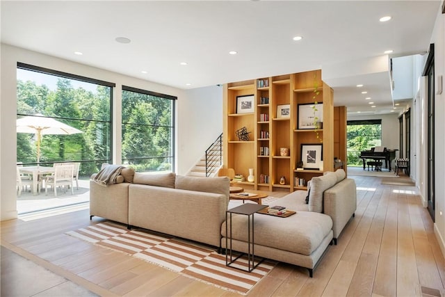 living room featuring light hardwood / wood-style flooring