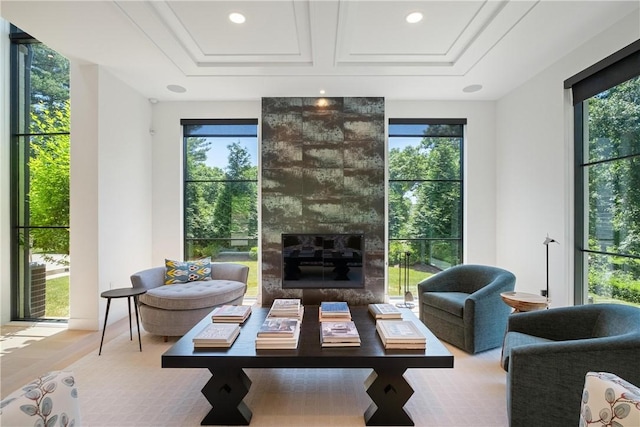 107 Nantucket Dr, Fox Chapel, PA 15238 - sitting room featuring a fireplace, healthy amount of natural light, and recessed lighting