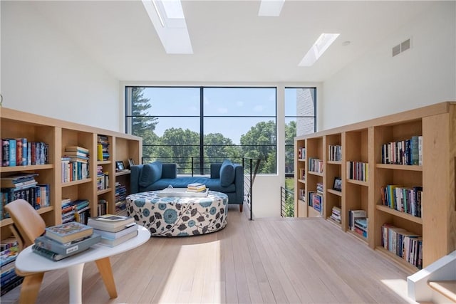 living area with light wood-type flooring