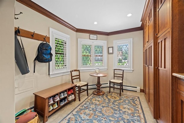 interior space with crown molding