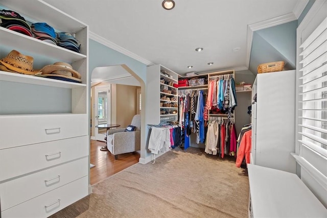 walk in closet featuring hardwood / wood-style floors