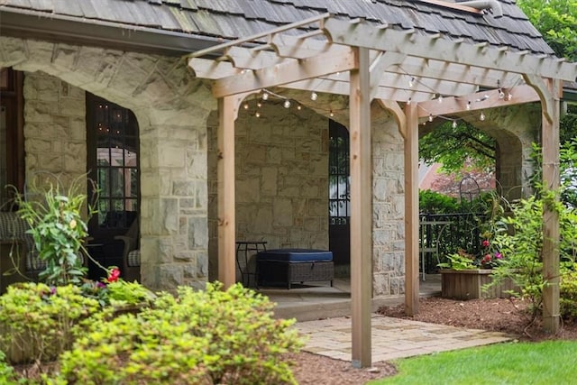 view of patio / terrace featuring a pergola