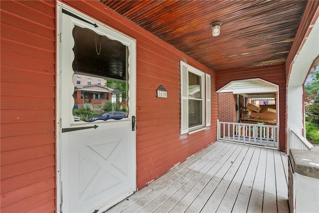 deck featuring covered porch