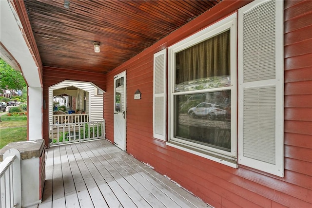 deck with covered porch