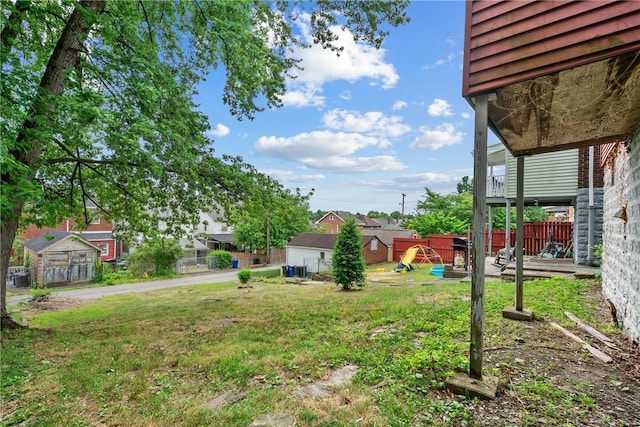 view of yard featuring a playground