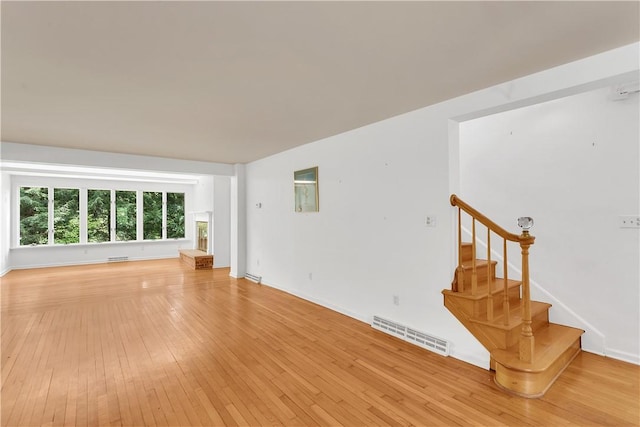 unfurnished living room with light hardwood / wood-style floors