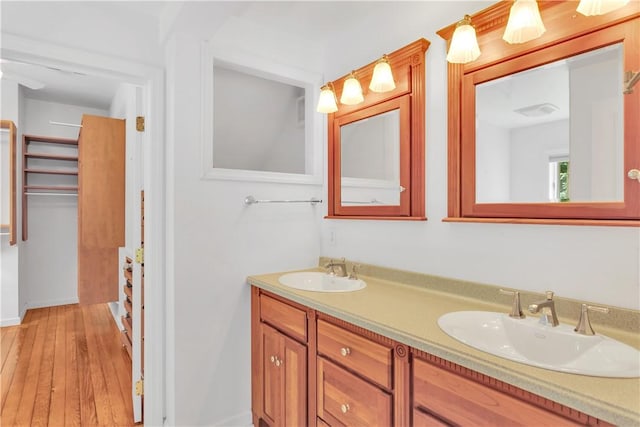 bathroom featuring wood-type flooring and vanity