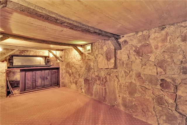 basement with wooden ceiling