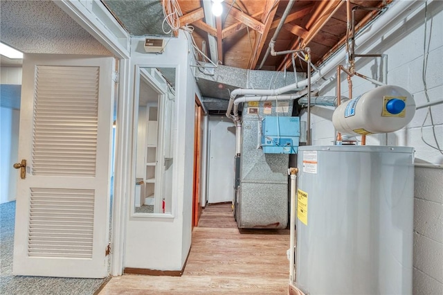 utility room with water heater