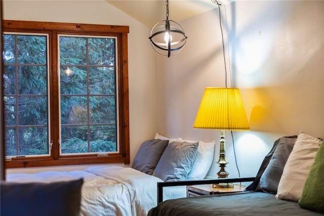 living area featuring vaulted ceiling