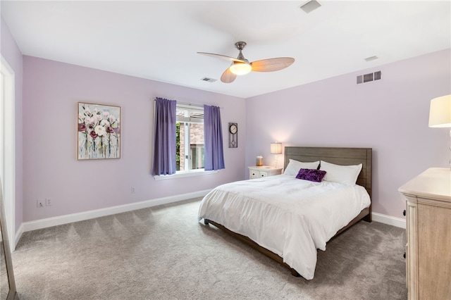 bedroom with carpet flooring and ceiling fan