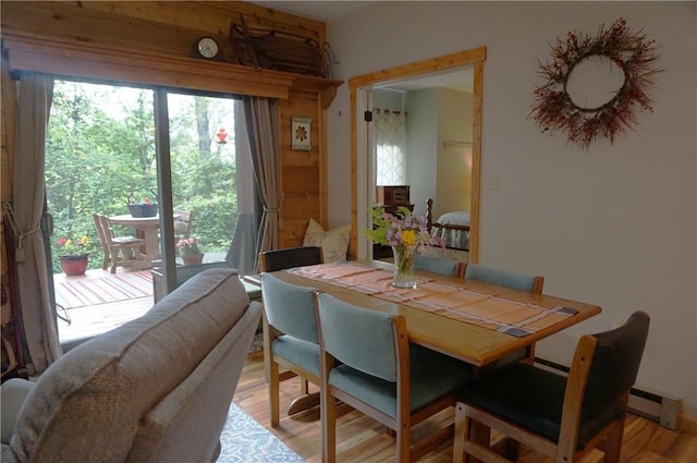 dining space featuring light hardwood / wood-style floors