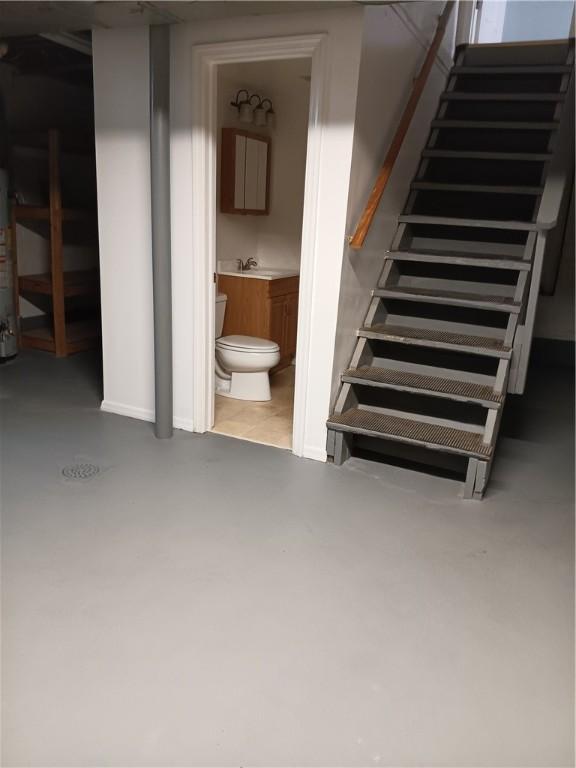 basement with water heater