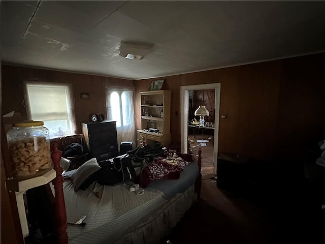 bedroom with crown molding