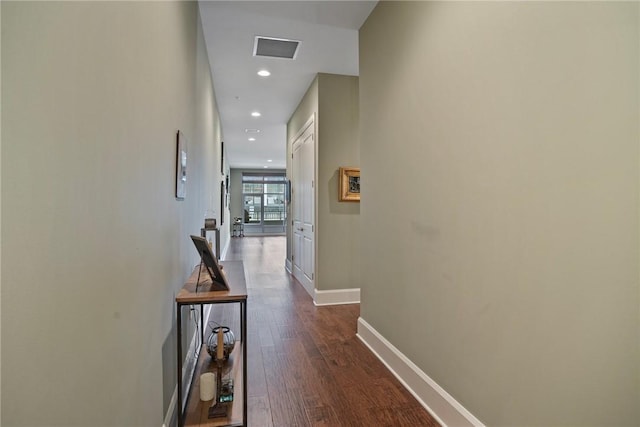 301 5th Ave Unit 603, Downtown Pgh, PA 15222 - hall featuring baseboards, dark wood-style floors, and recessed lighting