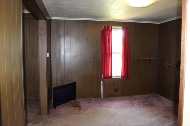 empty room featuring a healthy amount of sunlight, carpet floors, and crown molding