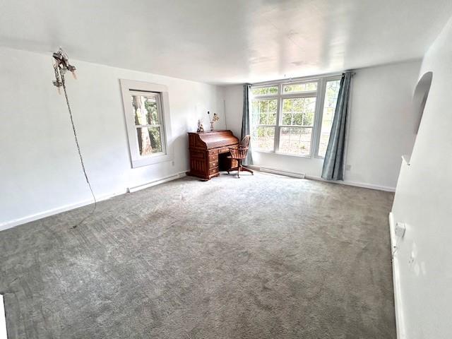 unfurnished living room featuring carpet floors