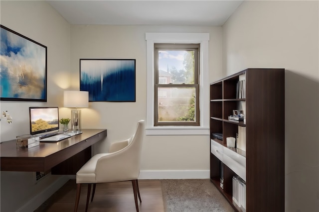 home office featuring wood-type flooring