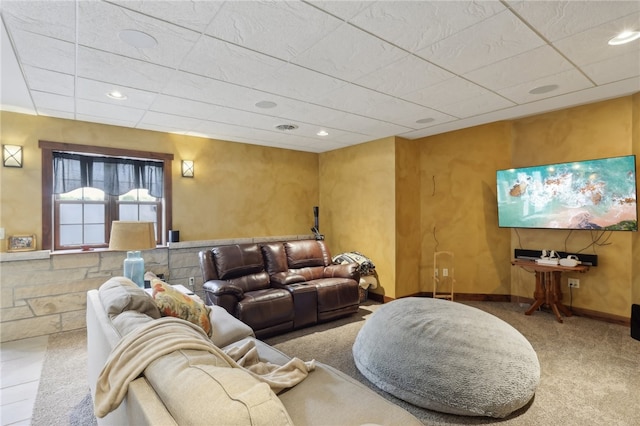 living room featuring carpet floors