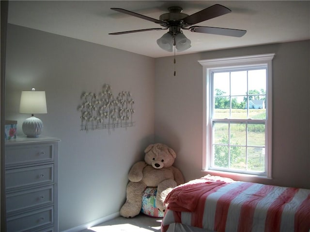 bedroom featuring ceiling fan