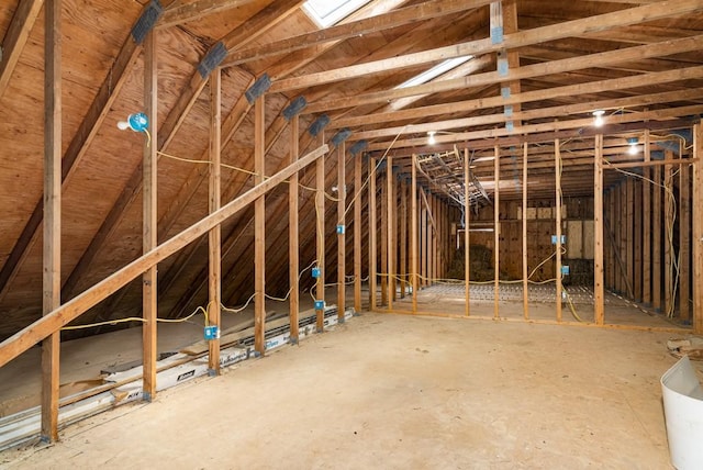 view of unfinished attic