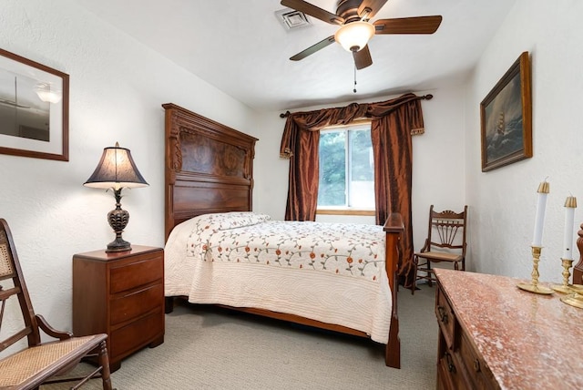 bedroom with carpet floors and ceiling fan