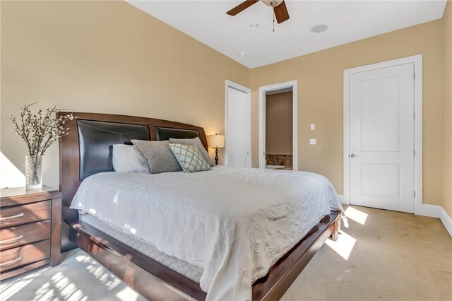 bedroom with carpet and ceiling fan