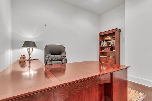 office space featuring hardwood / wood-style flooring