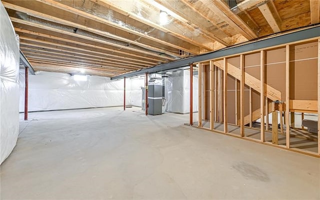 basement with heating unit