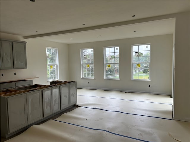 kitchen with gray cabinetry